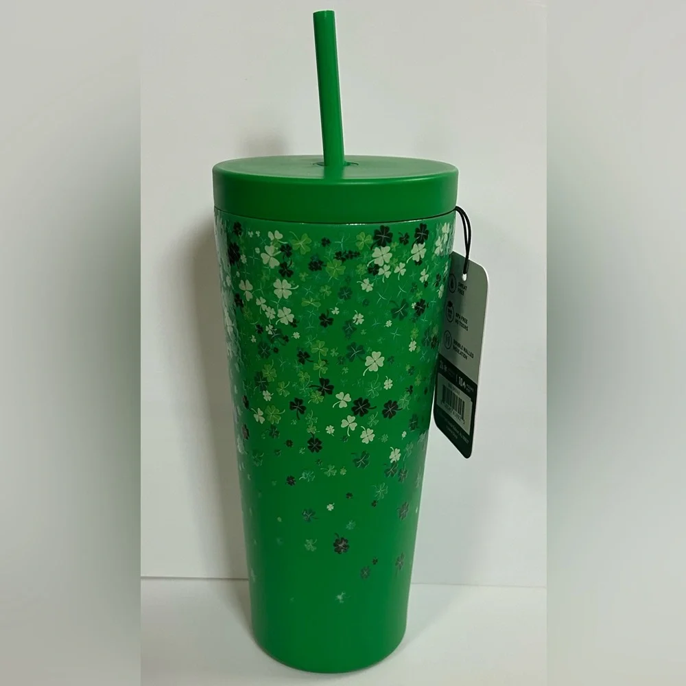 NEW! Hydrapeak Stainless Steel Lucky Shamrock Insulated Tumbler-Green (NWT)